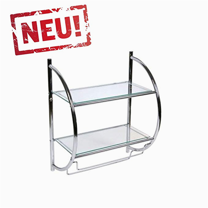 Badezimmer Regal Glas Chrom Dekoratives Badregal Wandregal Glasregal Mit 2 Glasablagen Und 2 Praktischen Handtuchhaltern Chrom Und Glas Hxbxt 54x45x26cm