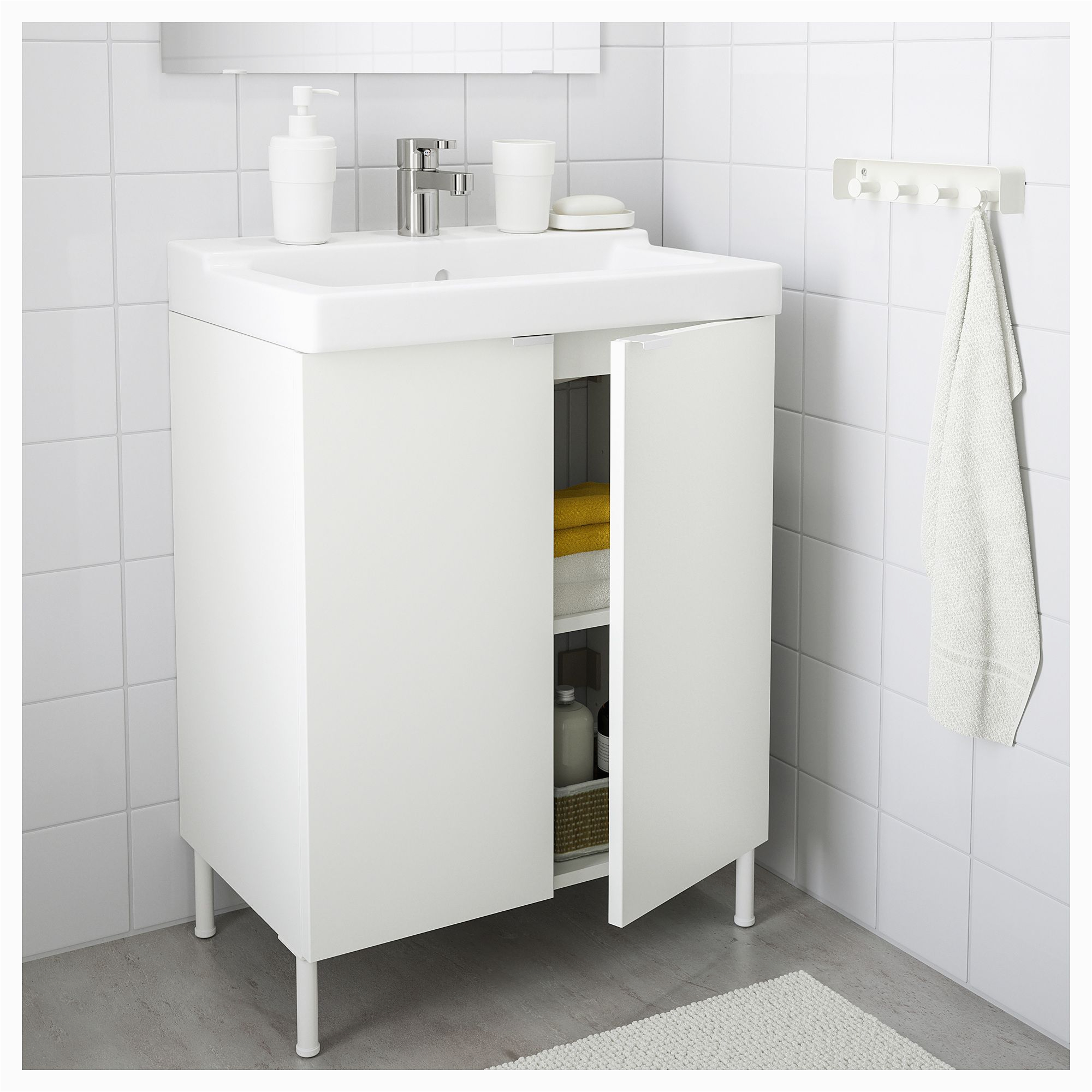 Badezimmerschrank Waschbecken Ikea Lillngen Tlleviken Waschkommode 2 Türen Weiß