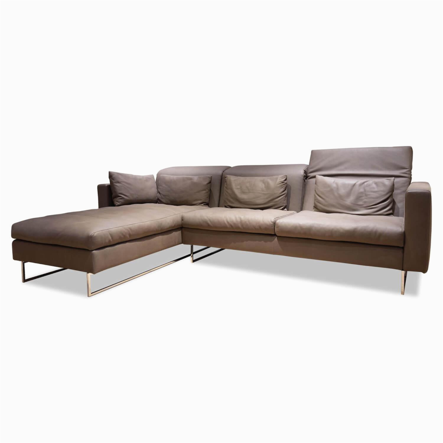 Brühl Einzelsofa sofa Embrace Leder 5668 Taron Braun Kufe Chrom Mit 4 Kissen