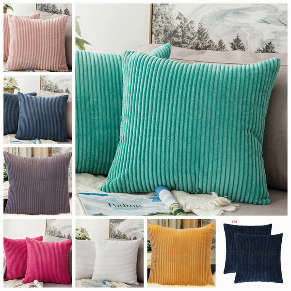 Dekokissen Schlafzimmer Großhandel 13styles Striped Kord Kissenbezug Feste Kissen Kasten Wellen Start sofa Dekokissen Fall Platz Kissen Weihnachten Auto Schlafzimmer Dekor