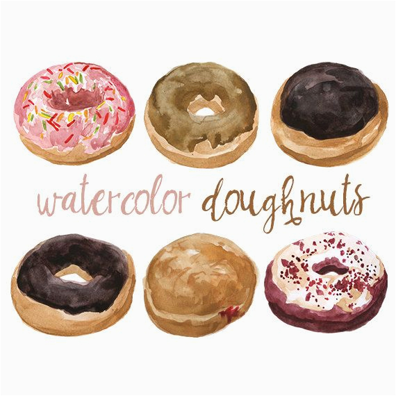 Kuchen Malen Einfach Aquarell Krapfen Clipart Bäckerei Süßigkeiten Clipart