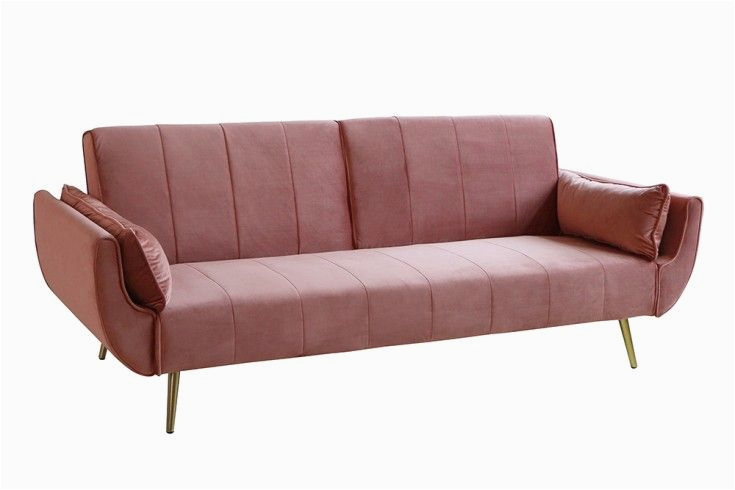 Retro Schlafsofa Retro Schlafsofa Divani 215cm Altrosa Samt Goldene Füße