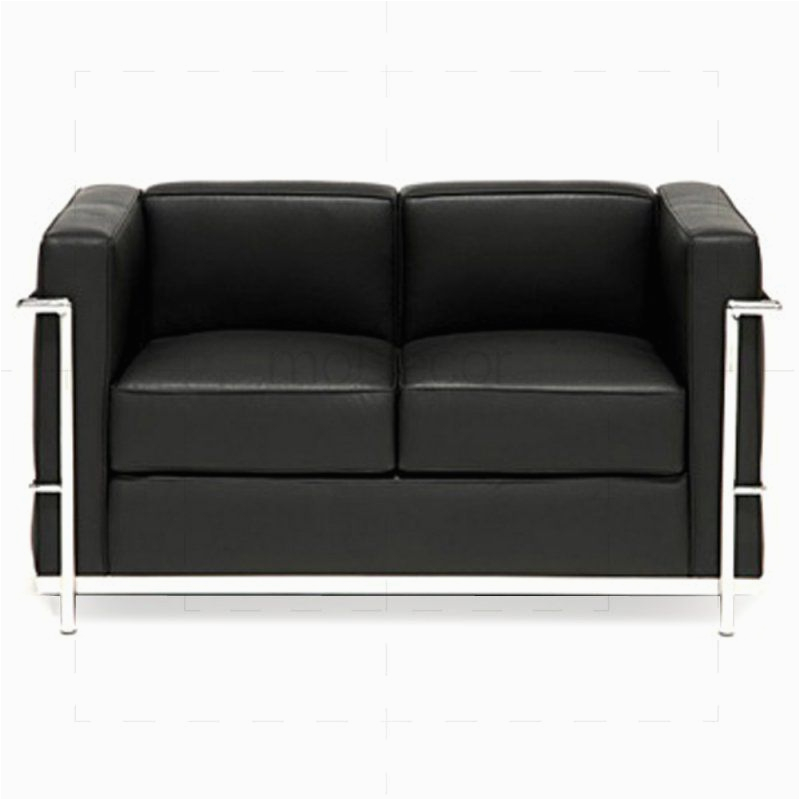 Schlafsofa Einsitzer Le Corbusier Lc2 sofa Zweisitzer Mit Schwarzem Leder