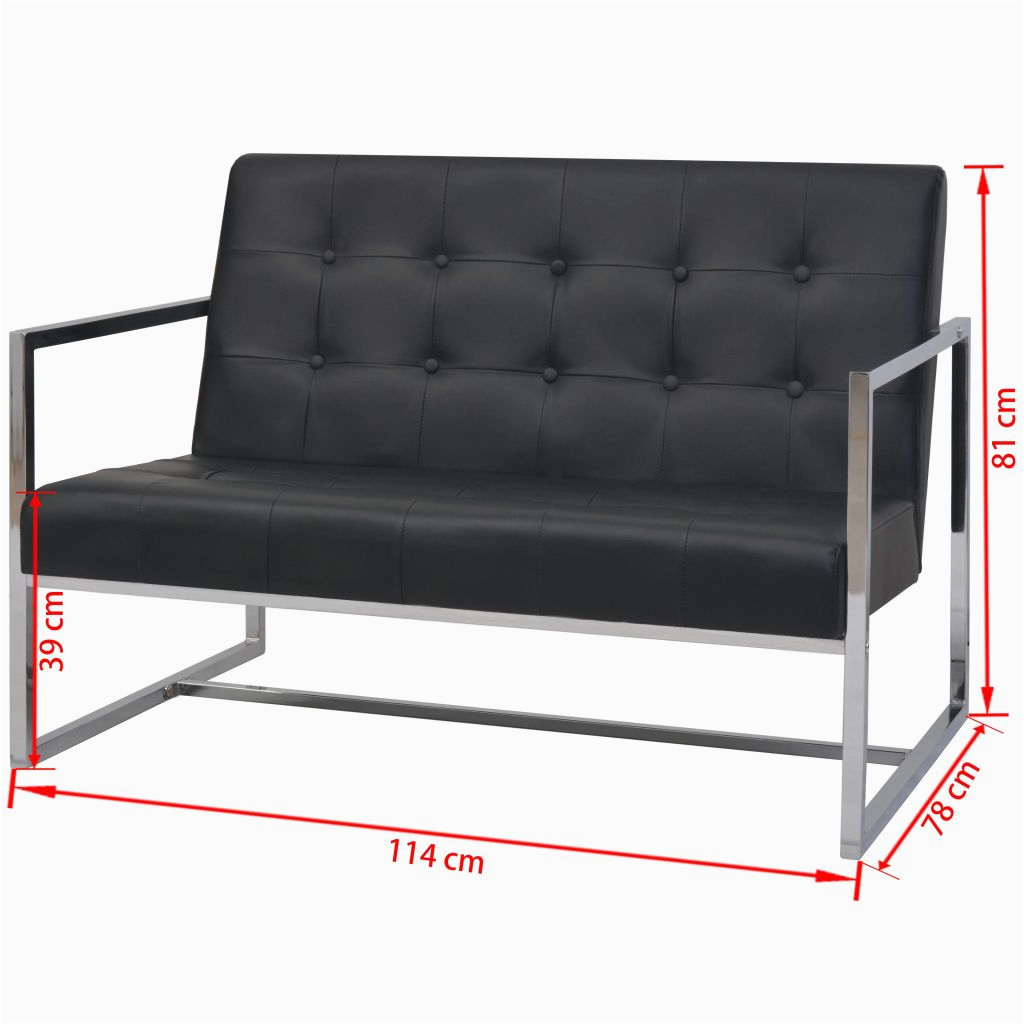 Schlafsofa Kunstleder 2 Sitzer sofa Mit Armlehnen Kunstleder Und Stahl Schwarz