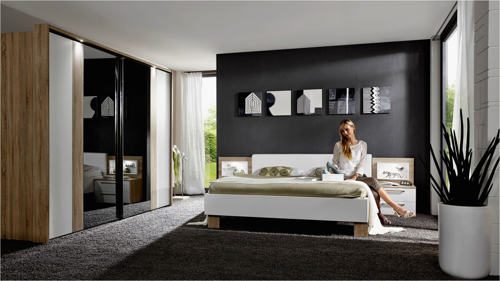 Schlafzimmer Schön Einrichten Wand Hinter Bett