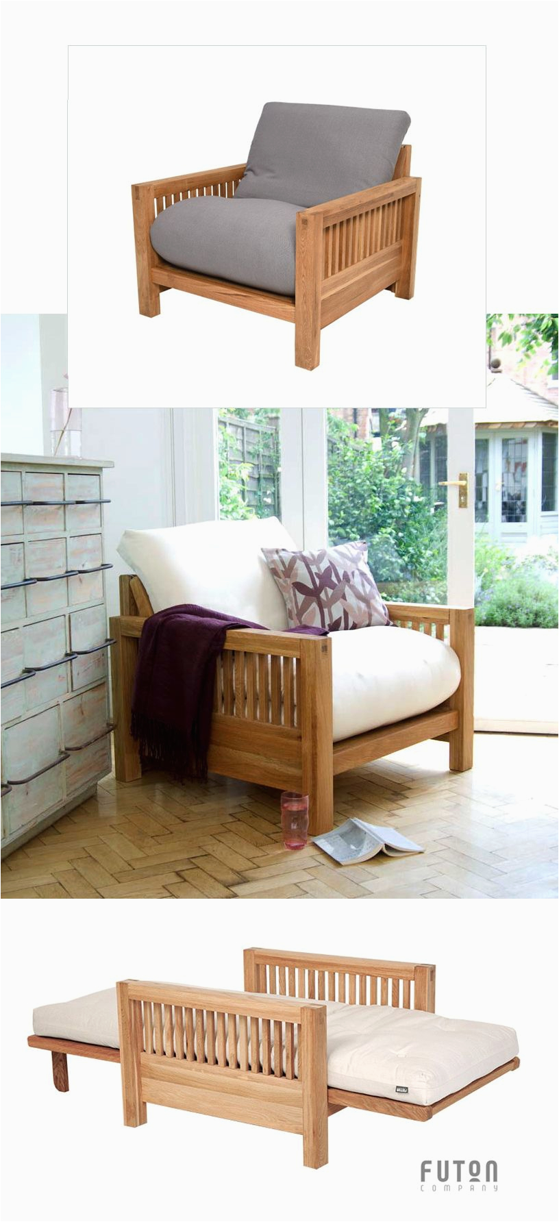 Single sofa Design Oke Single Seater Oak sofa Bed