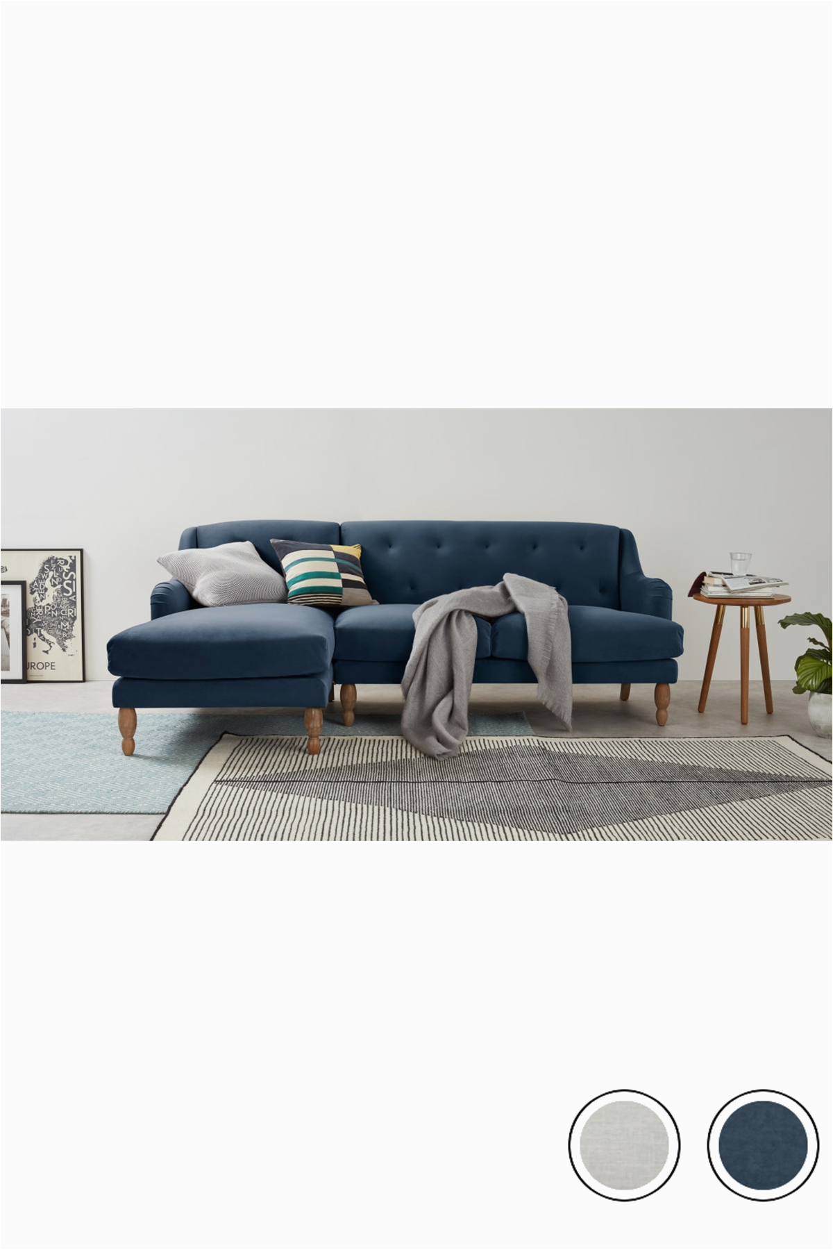 Sofa Design Tanzania Ariana Left Hand Facing Chaise End Corner sofa Sapphire