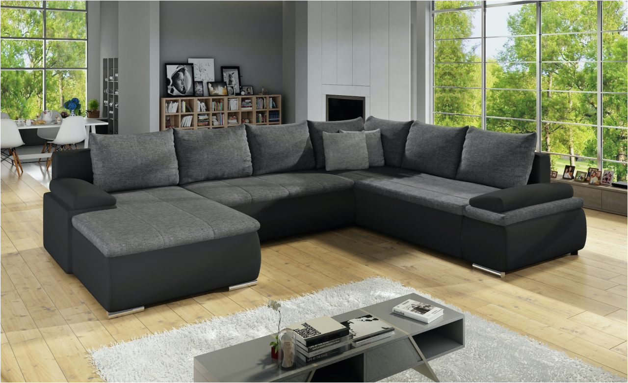 Sofa In U-form Zu Verkaufen Wohnlandschaft U form Nikos Schwarz Grau Ottomane Links