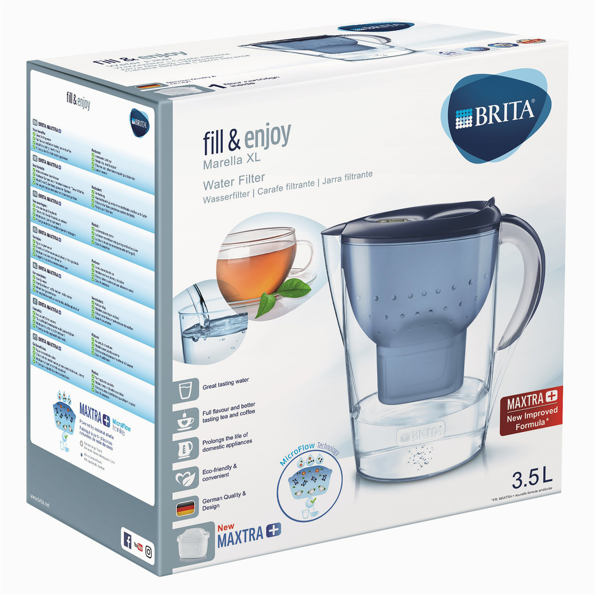 Tischwasserfilter Glas Brita Wasserfilter "marella Xl" 3 5 Liter In Blau