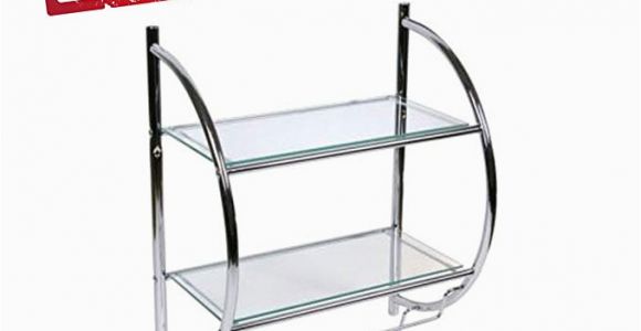 Badezimmer Regal Glas Chrom Dekoratives Badregal Wandregal Glasregal Mit 2 Glasablagen Und 2 Praktischen Handtuchhaltern Chrom Und Glas Hxbxt 54x45x26cm