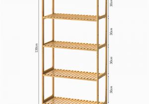 Badezimmer Regal Rund Standregal Badregal Bambus 5 Ablagen Höhenverstellbar 130x60x26cm