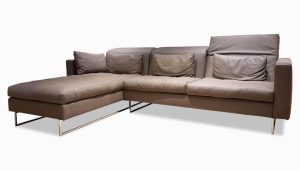 Brühl Einzelsofa sofa Embrace Leder 5668 Taron Braun Kufe Chrom Mit 4 Kissen