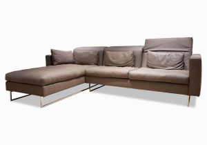 Brühl Einzelsofa sofa Embrace Leder 5668 Taron Braun Kufe Chrom Mit 4 Kissen