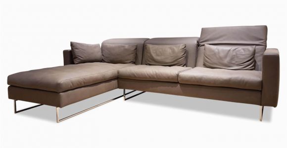 Brühl Einzelsofa sofa Embrace Leder 5668 Taron Braun Kufe Chrom Mit 4 Kissen