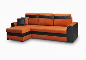 Cairo Schlafsofa Ecksofa sofa Niobe Mit Schlaffunktion Schwarz orange Ottomane Links