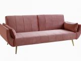 Design sofa Velvet Retro Schlafsofa Divani 215cm Altrosa Samt Goldene Füße