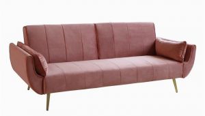 Design sofa Velvet Retro Schlafsofa Divani 215cm Altrosa Samt Goldene Füße