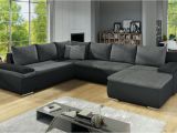 Designer sofa U form Wohnlandschaft U form Nikos Schwarz Grau Ottomane Rechts