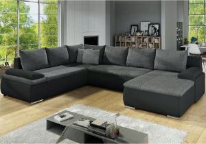 Designer sofa U form Wohnlandschaft U form Nikos Schwarz Grau Ottomane Rechts