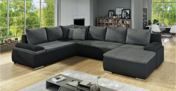 Designer sofa U form Wohnlandschaft U form Nikos Schwarz Grau Ottomane Rechts