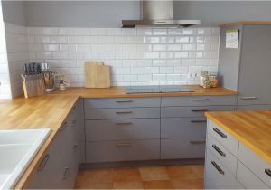 Graue Küche Mit Eiche Arbeitsplatte Kuchen Grau Holz