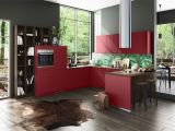 Graue Küche Rote Wand Kuchen Grau Holz