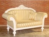 Holz sofa De Barock sofa 2 Sitzer Queenera Rz In Weiß Mit Gestreiftem Stoffbezug