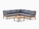 Holz sofa Outdoor Schönes Ecklounge Set Aus Teakholz Mit Grauen Loungekissen