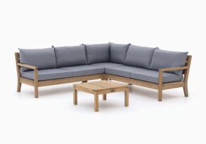 Holz sofa Outdoor Schönes Ecklounge Set Aus Teakholz Mit Grauen Loungekissen