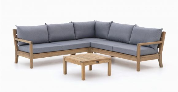 Holz sofa Outdoor Schönes Ecklounge Set Aus Teakholz Mit Grauen Loungekissen