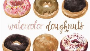 Kuchen Malen Einfach Aquarell Krapfen Clipart Bäckerei Süßigkeiten Clipart