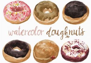 Kuchen Malen Einfach Aquarell Krapfen Clipart Bäckerei Süßigkeiten Clipart