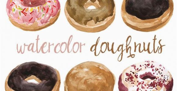 Kuchen Malen Einfach Aquarell Krapfen Clipart Bäckerei Süßigkeiten Clipart