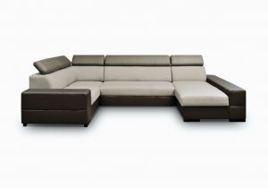 Kunstleder sofa U form Wohnlandschaft U form Alexia Braun Cappuccino Ottomane Rechts