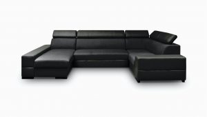 Kunstleder sofa U form Wohnlandschaft U form Alexia Schwarz Schwarz Ottomane Links