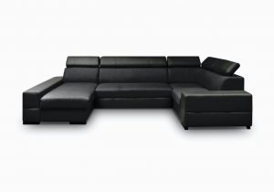 Kunstleder sofa U form Wohnlandschaft U form Alexia Schwarz Schwarz Ottomane Links