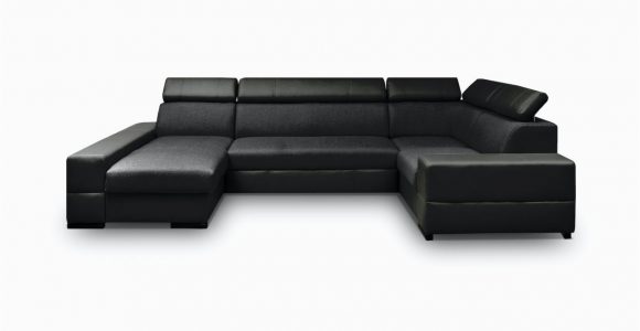 Kunstleder sofa U form Wohnlandschaft U form Alexia Schwarz Schwarz Ottomane Links