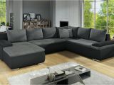 Kunstleder sofa U form Wohnlandschaft U form Nikos Schwarz Grau Ottomane Links