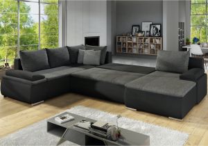 Moderne sofas U form Wohnlandschaft U form Nikos Schwarz Grau Ottomane Rechts