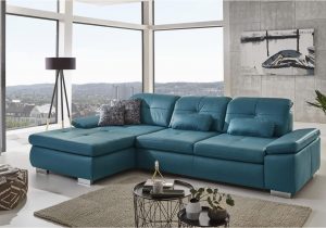 Modernes sofa L form Ecksofa Active L form Bezug Leder Ocean Blau Mit