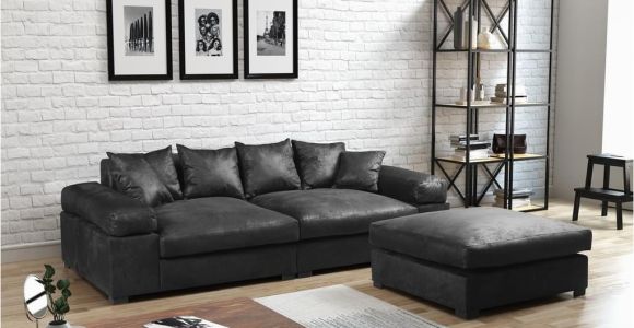 Modernes sofa Retro Big sofa Megasofa Riesensofa arezzo Vintage Schwarz Inkl Hocker