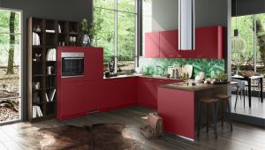 Rot Graue Küche Kuchen Grau Holz