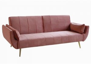 Samt Schlafsofa Retro Schlafsofa Divani 215cm Altrosa Samt Goldene Füße