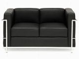 Schlafsofa Einsitzer Le Corbusier Lc2 sofa Zweisitzer Mit Schwarzem Leder