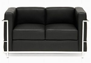 Schlafsofa Einsitzer Le Corbusier Lc2 sofa Zweisitzer Mit Schwarzem Leder