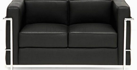 Schlafsofa Einsitzer Le Corbusier Lc2 sofa Zweisitzer Mit Schwarzem Leder