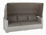 Schlafsofa Futon Gartenlounge Grau Kunststoffgeflecht Aluminiumrahmen Abnehmbares Dach