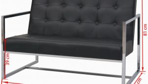 Schlafsofa Kunstleder 2 Sitzer sofa Mit Armlehnen Kunstleder Und Stahl Schwarz