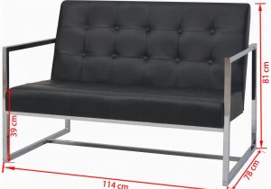 Schlafsofa Kunstleder 2 Sitzer sofa Mit Armlehnen Kunstleder Und Stahl Schwarz