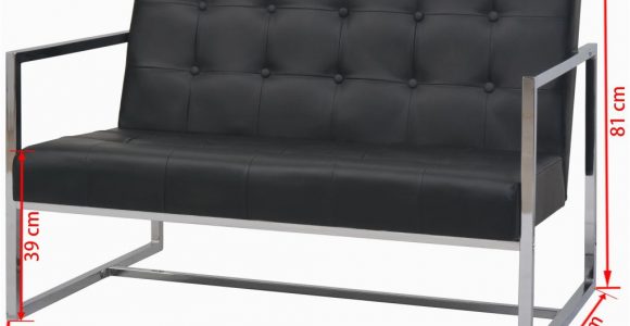 Schlafsofa Kunstleder 2 Sitzer sofa Mit Armlehnen Kunstleder Und Stahl Schwarz